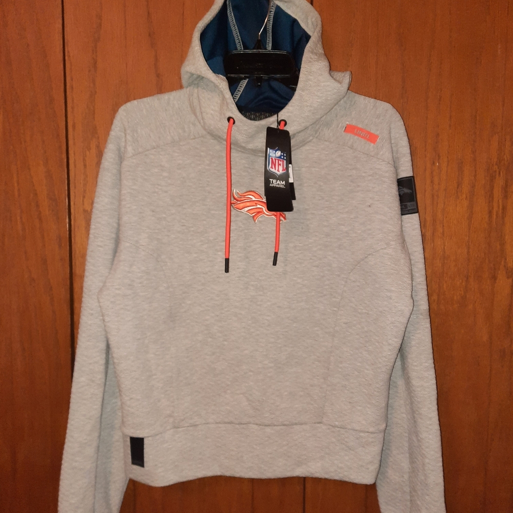 NFL UNRL Limited Edition Women's Denver Broncos Gray Cowl Neck Hoodie
